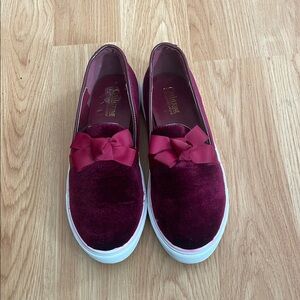 Catherine Malandrino  Velvet Burgundy Slip-On Shoes